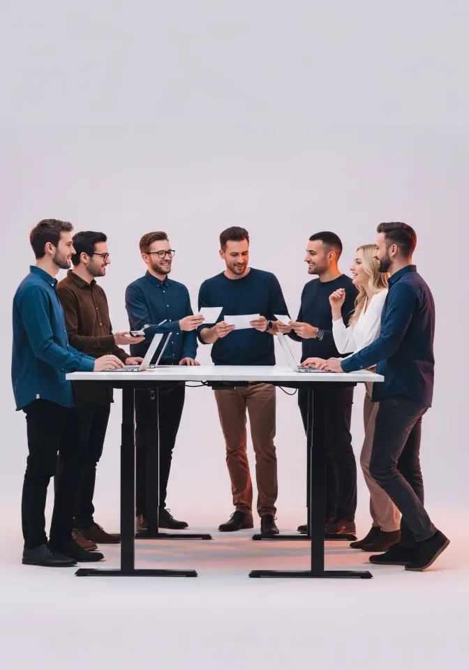 Equipa de startup reunida em ambiente profissional